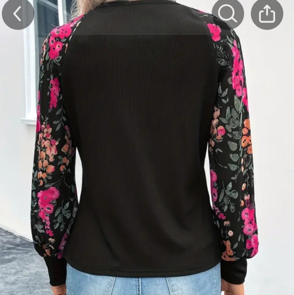 Floral abs Black Blouse